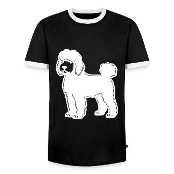 Poodle Hund Silhouette - Männer Kontrast-T-Shirt - Schwarz/Weiß - Vorne - AI Model Female 172 light (172cm) & AI Model Male 178 light (178cm)