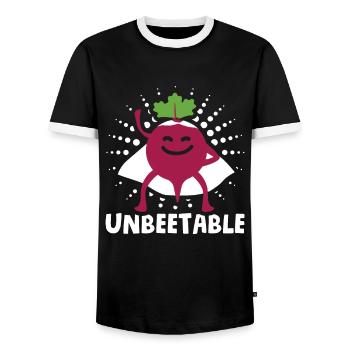 Légumes à la betterave pour les végétaliens Dicton : Unbeetable - T-shirt contrasté Homme - noir/blanc - Devant - AI Model Female 172 light (172cm) & AI Model Male 178 light (178cm)