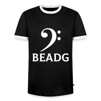 BEADG Bass Clef - Männer Kontrast-T-Shirt - Schwarz/Weiß - Vorne - AI Model Female 172 light (172cm) & AI Model Male 178 light (178cm)