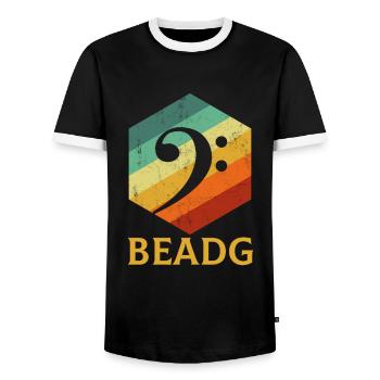 BEADG Bass Clef - Männer Kontrast-T-Shirt - Schwarz/Weiß - Vorne - AI Model Female 172 light (172cm) & AI Model Male 178 light (178cm)