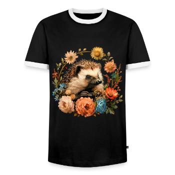 Hedgehugs Cute Hedgehog - Männer Kontrast-T-Shirt - Schwarz/Weiß - Vorne - AI Model Female 172 light (172cm) & AI Model Male 178 light (178cm)