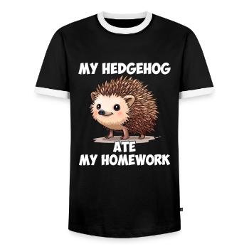 Hedgehugs Cute Hedgehog - Männer Kontrast-T-Shirt - Schwarz/Weiß - Vorne - AI Model Female 172 light (172cm) & AI Model Male 178 light (178cm)