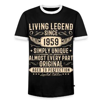 1959 Jahrgang Einfach Einzigartig Geburtstag - Männer Kontrast-T-Shirt - Schwarz/Weiß - Vorne - AI Model Female 172 light (172cm) & AI Model Male 178 light (178cm)