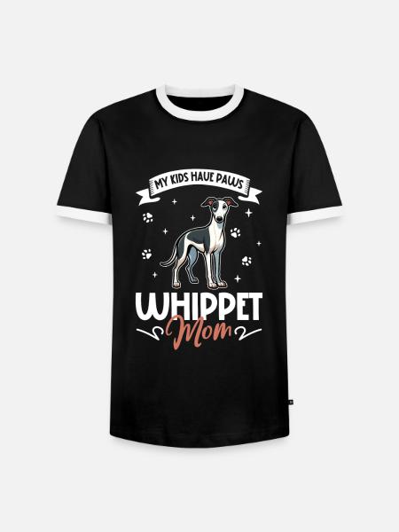 Whippet Mama - Männer Kontrast-T-Shirt - Schwarz/Weiß