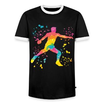 Diskuswerfer Colorsplash Diskuswurf - Männer Kontrast-T-Shirt - Schwarz/Weiß - Vorne - AI Model Female 172 light (172cm) & AI Model Male 178 light (178cm)