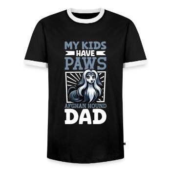 Papa lévrier afghan - T-shirt contrasté Homme - noir/blanc - Devant - AI Model Female 172 light (172cm) & AI Model Male 178 light (178cm)