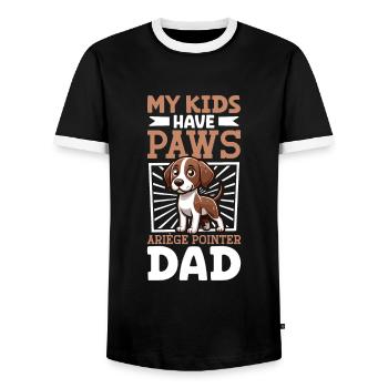 Braque de l'Ariège Papa - Männer Kontrast-T-Shirt - Schwarz/Weiß - Vorne - AI Model Female 172 light (172cm) & AI Model Male 178 light (178cm)