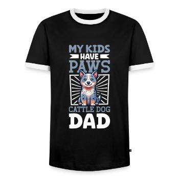 Papa australien de chien de bovin - T-shirt contrasté Homme - noir/blanc - Devant - AI Model Female 172 light (172cm) & AI Model Male 178 light (178cm)
