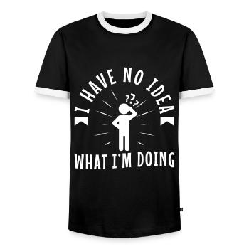 I have no idea what im doing - Men's Ringer Shirt - black/white - Front - AI Model Female 172 light (172cm) & AI Model Male 178 light (178cm)