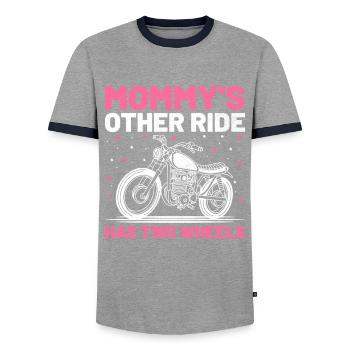 Mommy's Other Ride hat einen zweirädrigen Motorradmotor - Männer Kontrast-T-Shirt - Grau/Navy  - Vorne - AI Model Female 172 light (172cm) & AI Model Male 178 light (178cm)