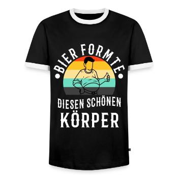 Bier formte diesen schönen Körper - Männer Kontrast-T-Shirt - Schwarz/Weiß - Vorne - AI Model Female 172 light (172cm) & AI Model Male 178 light (178cm)