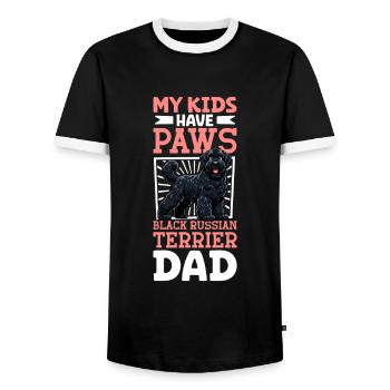 Terrier noir russe papa - T-shirt contrasté Homme - noir/blanc - Devant - AI Model Female 172 light (172cm) & AI Model Male 178 light (178cm)