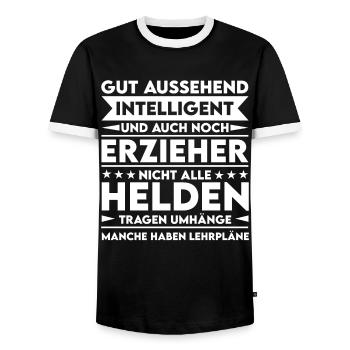 Good-looking, intelligent and educator - Men's Ringer Shirt - black/white - Front - AI Model Female 172 light (172cm) & AI Model Male 178 light (178cm)