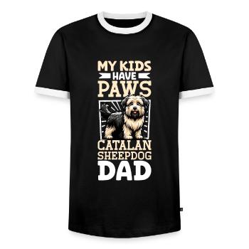 Gos d’Atura Català Papa - Männer Kontrast-T-Shirt - Schwarz/Weiß - Vorne - AI Model Female 172 light (172cm) & AI Model Male 178 light (178cm)