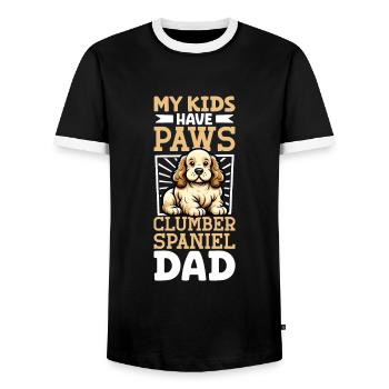 Clumber Spaniel Papa - Männer Kontrast-T-Shirt - Schwarz/Weiß - Vorne - AI Model Female 172 light (172cm) & AI Model Male 178 light (178cm)