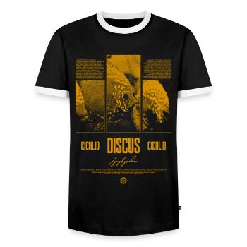 Discus Cichlidé Aquarium Fish Keeper - T-shirt contrasté Homme - noir/blanc - Devant - AI Model Female 172 light (172cm) & AI Model Male 178 light (178cm)