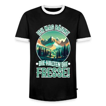 I like trees that hold the food - Men's Ringer Shirt - black/white - Front - AI Model Female 172 light (172cm) & AI Model Male 178 light (178cm)