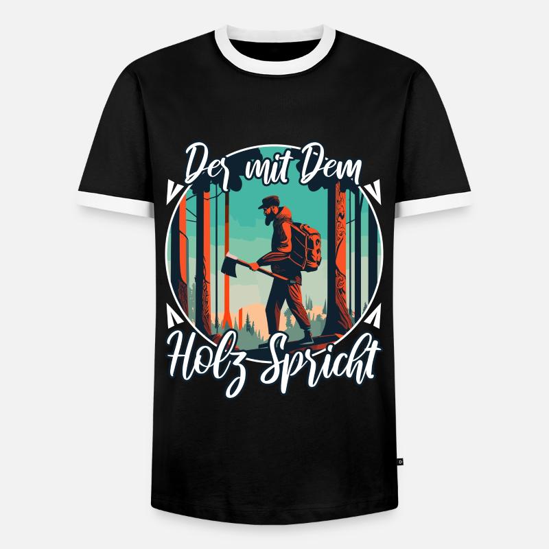 Der mit dem Holz spricht - Männer Kontrast-T-Shirt - Schwarz/Weiß