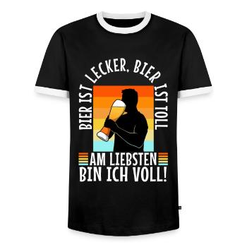 Beer is delicious, beer is great, preferably - Men's Ringer Shirt - black/white - Front - AI Model Female 172 light (172cm) & AI Model Male 178 light (178cm)