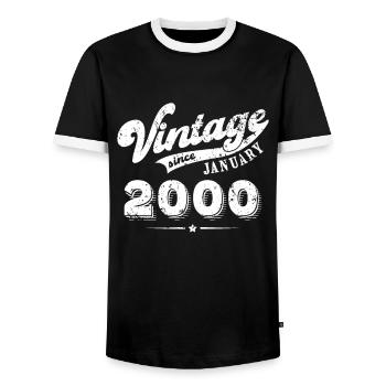 Vintage since January 2000 Geburtstag Geschenk - Männer Kontrast-T-Shirt - Schwarz/Weiß - Vorne - AI Model Female 172 light (172cm) & AI Model Male 178 light (178cm)