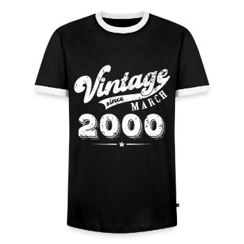 Vintage since March 2000 Geburtstag Geschenk - Männer Kontrast-T-Shirt - Schwarz/Weiß - Vorne - AI Model Female 172 light (172cm) & AI Model Male 178 light (178cm)