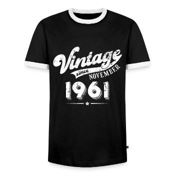 Vintage since November 1961 Geburtstag Geschenk - Männer Kontrast-T-Shirt - Schwarz/Weiß - Vorne - AI Model Female 172 light (172cm) & AI Model Male 178 light (178cm)