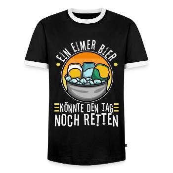 A bucket of beer could still save the day - Men's Ringer Shirt - black/white - Front - AI Model Female 172 light (172cm) & AI Model Male 178 light (178cm)