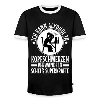 Turn alcohol into a headache - Men's Ringer Shirt - black/white - Front - AI Model Female 172 light (172cm) & AI Model Male 178 light (178cm)