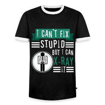 I Can't Fix Stupid But I Can X-ray It - Men's Ringer Shirt - black/white - Front - AI Model Female 172 light (172cm) & AI Model Male 178 light (178cm)