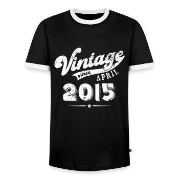 Millésime depuis Avril 2015 Cadeau d’anniversaire - T-shirt contrasté Homme - noir/blanc - Devant - AI Model Female 172 light (172cm) & AI Model Male 178 light (178cm)