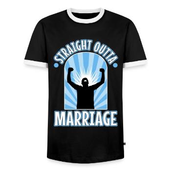 Mariage tout droit sorti - T-shirt contrasté Homme - noir/blanc - Devant - AI Model Female 172 light (172cm) & AI Model Male 178 light (178cm)