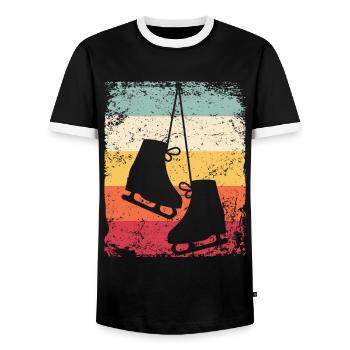 Figure Skating Figure Skating Ice Skating - Men's Ringer Shirt - black/white - Front - AI Model Female 172 light (172cm) & AI Model Male 178 light (178cm)