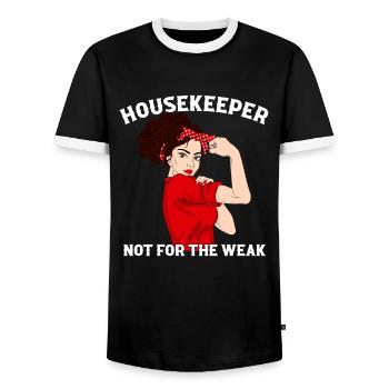Housekeeping cleaning lover, housekeeper - Männer Kontrast-T-Shirt - Schwarz/Weiß - Vorne - AI Model Female 172 light (172cm) & AI Model Male 178 light (178cm)