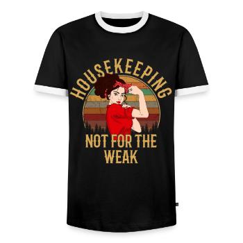 Housekeeping cleaning lover, housekeeper - Männer Kontrast-T-Shirt - Schwarz/Weiß - Vorne - AI Model Female 172 light (172cm) & AI Model Male 178 light (178cm)