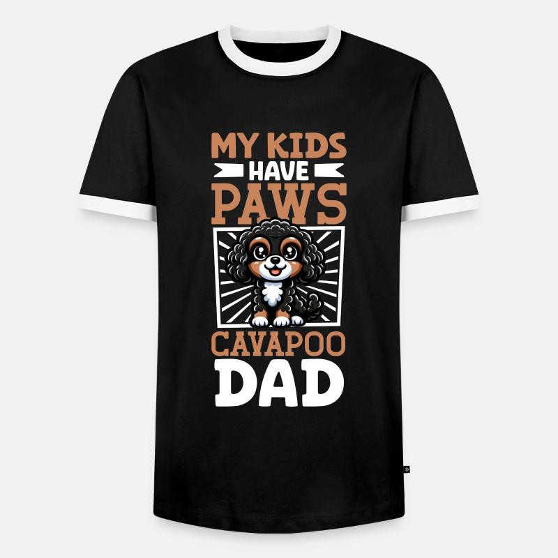 Cavapoo Papa - Männer Kontrast-T-Shirt - Schwarz/Weiß