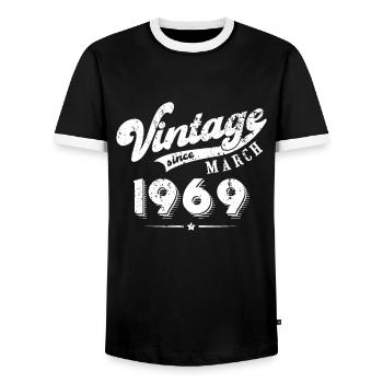 Vintage since March 1969 Geburtstag Geschenk - Männer Kontrast-T-Shirt - Schwarz/Weiß - Vorne - AI Model Female 172 light (172cm) & AI Model Male 178 light (178cm)