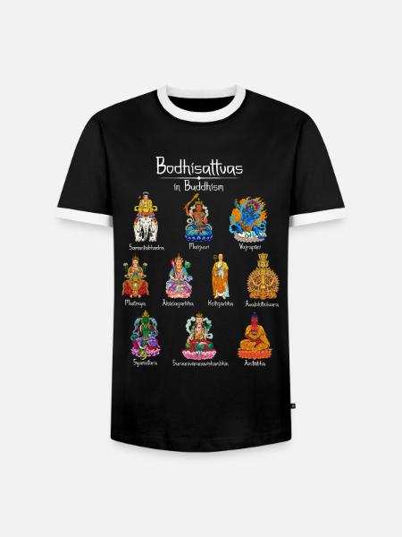 Bodhisattvas - Buddhistische Götter - Männer Kontrast-T-Shirt - Schwarz/Weiß