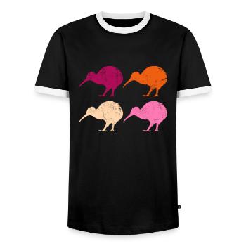 kiwi bird, new zealand - Männer Kontrast-T-Shirt - Schwarz/Weiß - Vorne - AI Model Female 172 light (172cm) & AI Model Male 178 light (178cm)