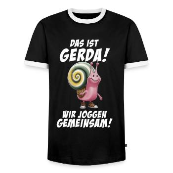 Funny Tshirt Humor Lazy Fun Sport Running Work - Men's Ringer Shirt - black/white - Front - AI Model Female 172 light (172cm) & AI Model Male 178 light (178cm)