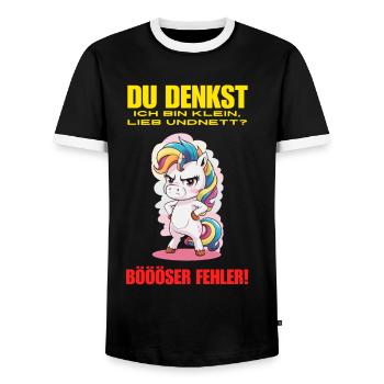 Unicorn Tshirt Funny Funny Humor Women Cute - Men's Ringer Shirt - black/white - Front - AI Model Female 172 light (172cm) & AI Model Male 178 light (178cm)