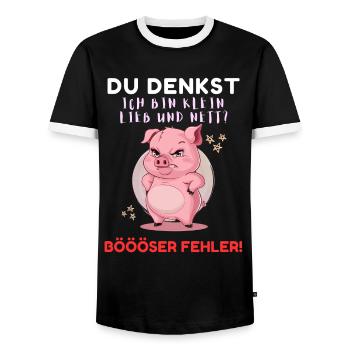 Pig Tshirt Funny Funny Humor Women Cute - Men's Ringer Shirt - black/white - Front - AI Model Female 172 light (172cm) & AI Model Male 178 light (178cm)
