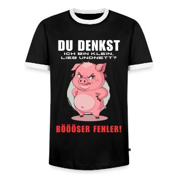 Pig Tshirt Funny Funny Humor Women Cute - Men's Ringer Shirt - black/white - Front - AI Model Female 172 light (172cm) & AI Model Male 178 light (178cm)