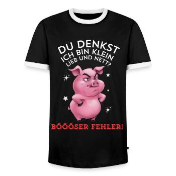 Pig Tshirt Funny Funny Humor Women Cute - Men's Ringer Shirt - black/white - Front - AI Model Female 172 light (172cm) & AI Model Male 178 light (178cm)