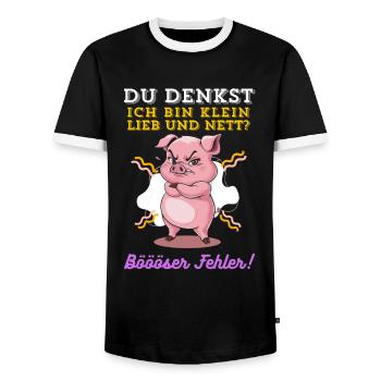 Pig Tshirt Funny Funny Humor Women Cute - Men's Ringer Shirt - black/white - Front - AI Model Female 172 light (172cm) & AI Model Male 178 light (178cm)