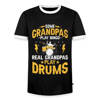 Certains grands-pères jouent au bingo Les vrais grands-pères jouent de la batterie - T-shirt contrasté Homme - noir/blanc - Devant - AI Model Female 172 light (172cm) & AI Model Male 178 light (178cm)