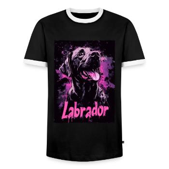 Labrador Dog - Men's Ringer Shirt - black/white - Front - AI Model Female 172 light (172cm) & AI Model Male 178 light (178cm)