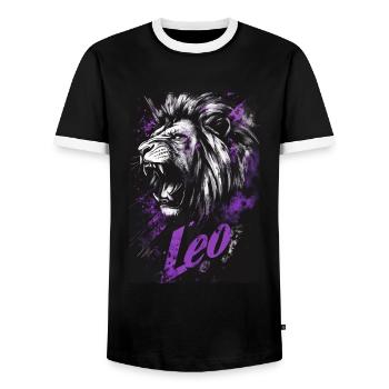 Löwe Leo - Men's Ringer Shirt - black/white - Front - AI Model Female 172 light (172cm) & AI Model Male 178 light (178cm)
