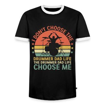 The Drummer Dad Life Choose Me Drumming Drum - Men's Ringer Shirt - black/white - Front - AI Model Female 172 light (172cm) & AI Model Male 178 light (178cm)