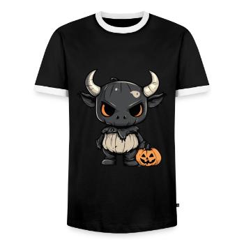 Bull Halloween Funny Zombie - Men's Ringer Shirt - black/white - Front - AI Model Female 172 light (172cm) & AI Model Male 178 light (178cm)