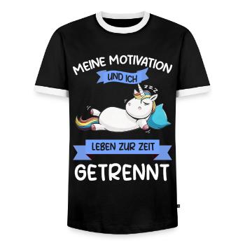 Lazy Tshirt Travail Licorne Drôle Sarcasme Bureau - T-shirt contrasté Homme - noir/blanc - Devant - AI Model Female 172 light (172cm) & AI Model Male 178 light (178cm)